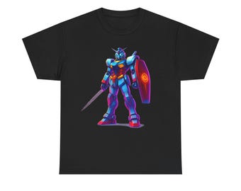 Neon Mecha Warrior T-Shirt Cyberpunk Anime Robot Streetwear Gift for Gamers and Mecha Fans