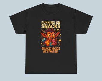 Rolig Snack Mode-t-shirt för gamers och matälskare, Running on Snacks-grafikt-t-shirt, Snack Attack-tröja för män, kvinnor och barn