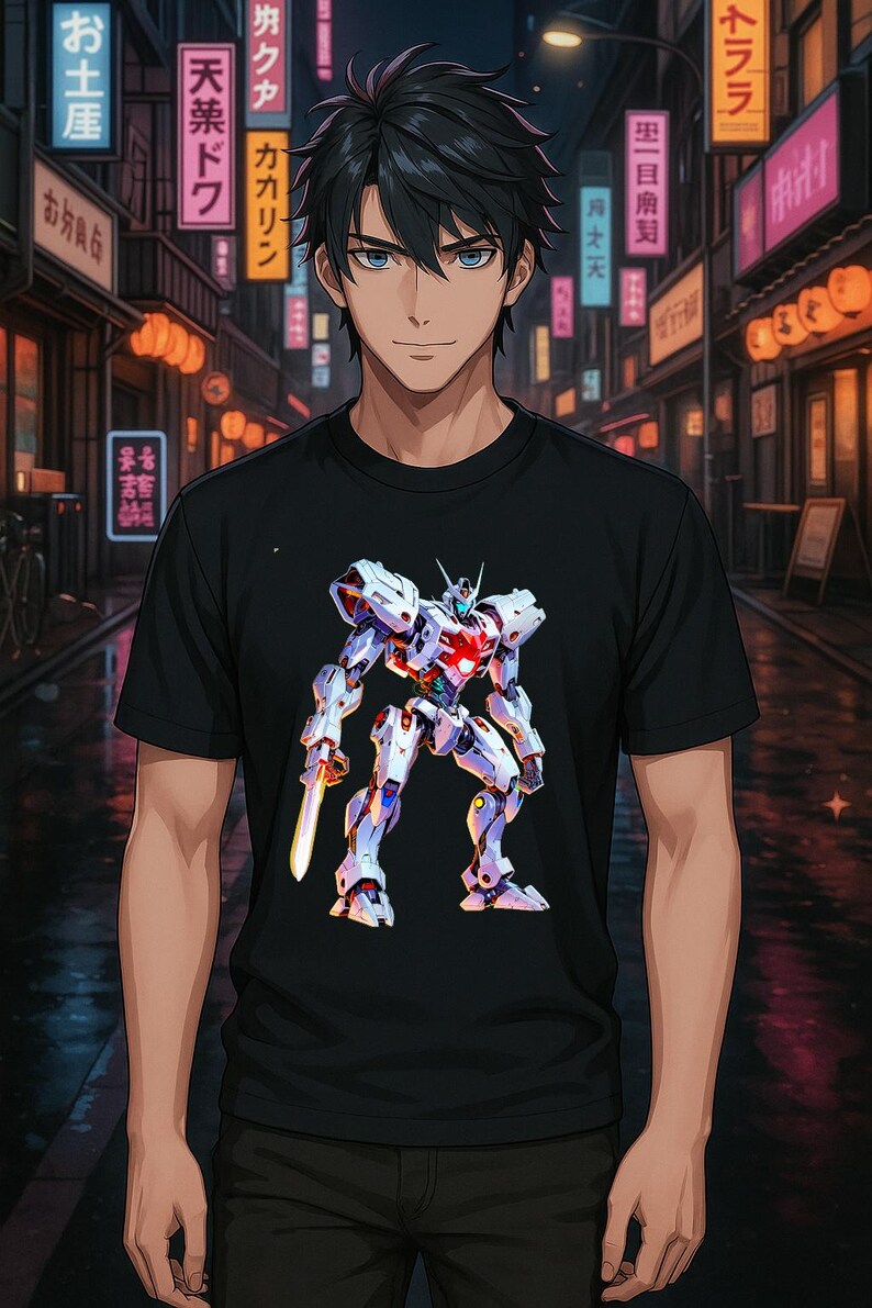 Retro Mech Anime T Shirt Robot Warrior Tee 80s Mecha Style Graphic Gift ...