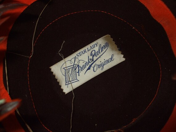 Gorgeous Vintage '40s Feather Velvet Orange Hat M… - image 5