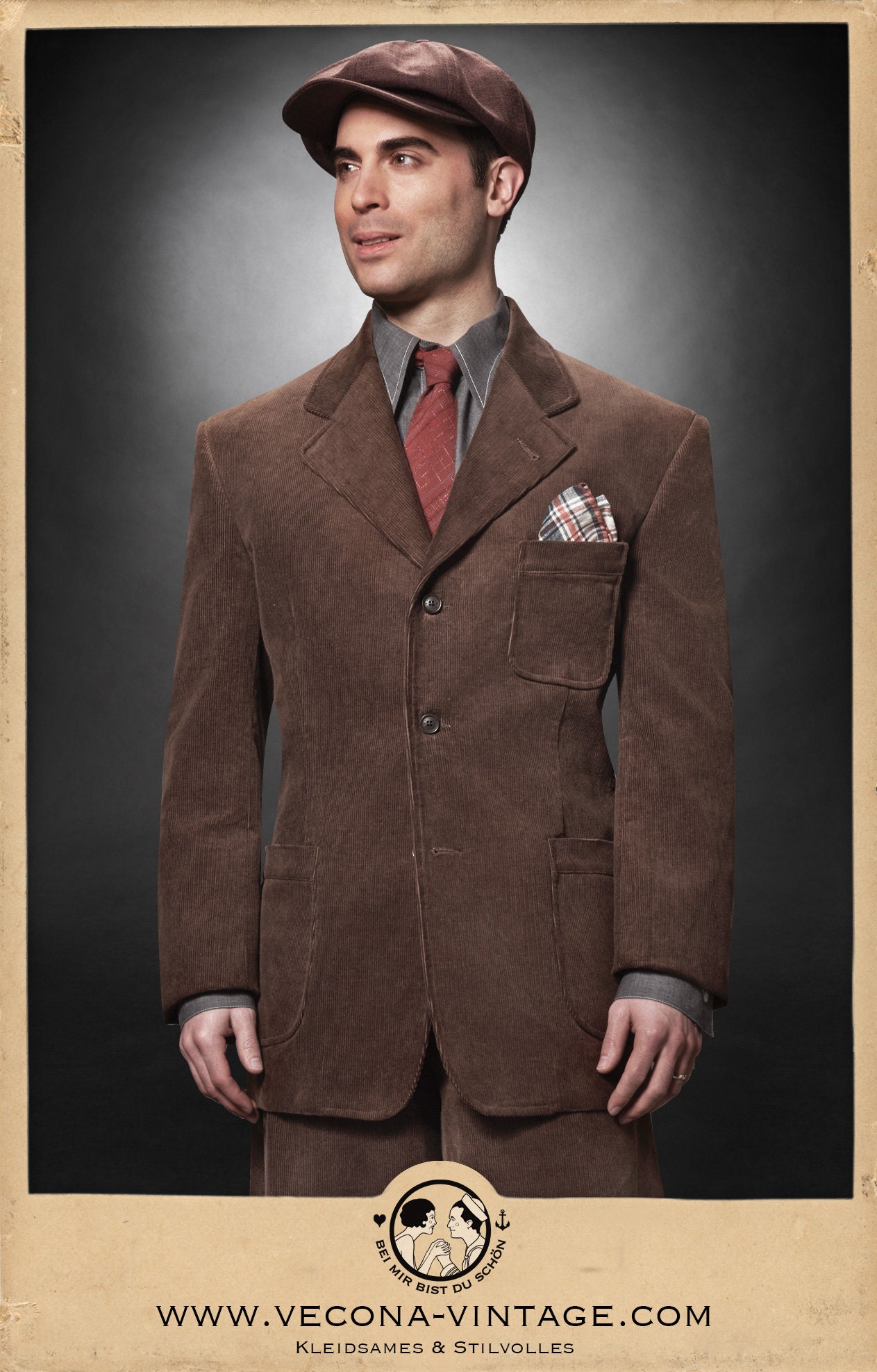 30s 40s JACKET Brown Corduroy 100% Cotton Swing Lindy Hop 1940