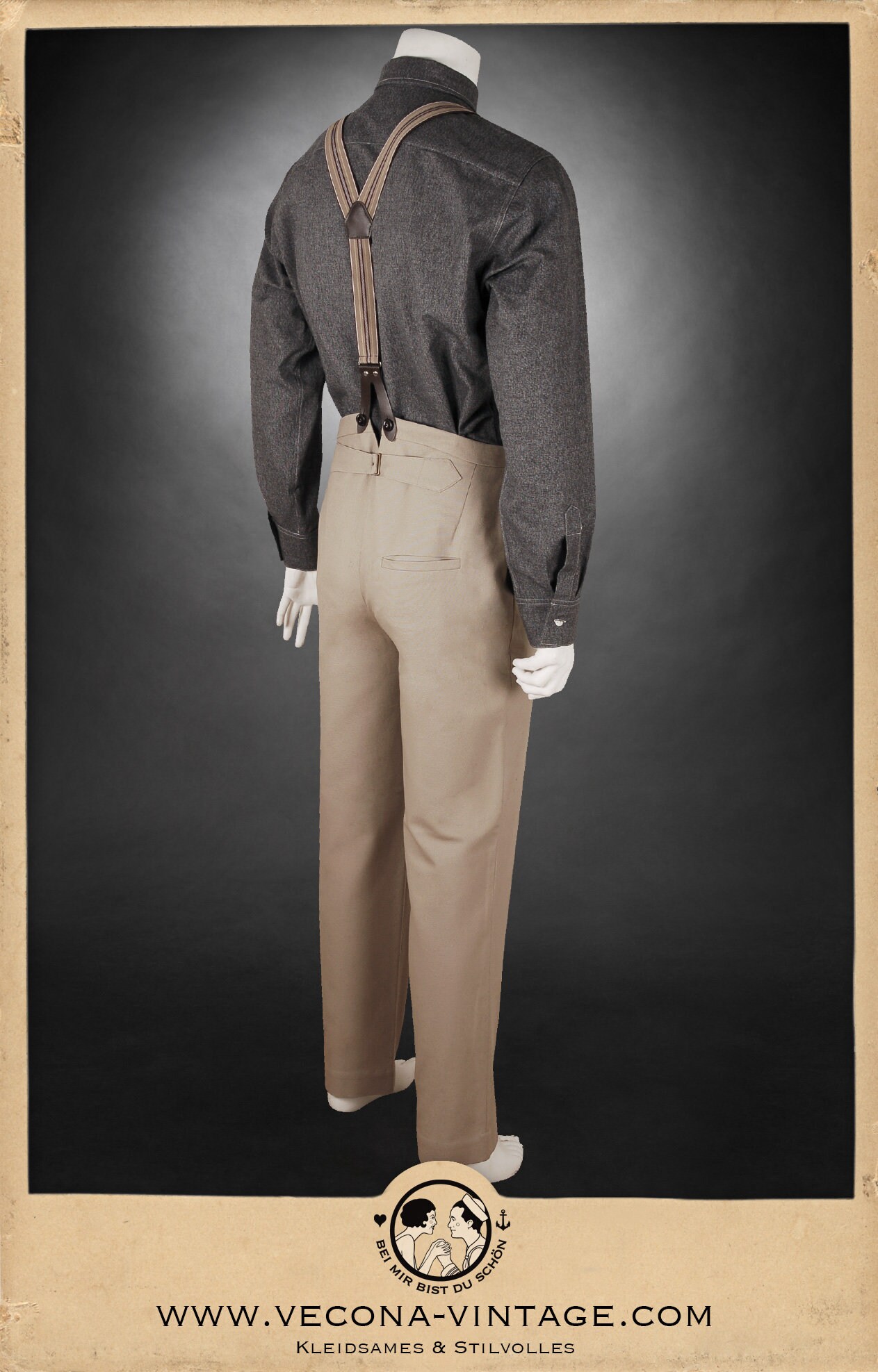 20s 30s TROUSERS Beige Khaki Cotton Canvas Swing Lindy Hop