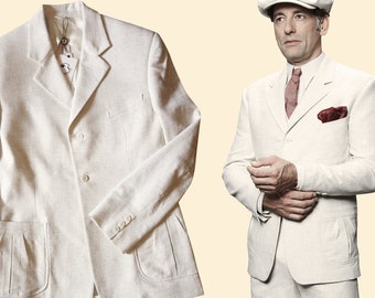 30s 40s JACKET ecru cotton linen blend swing lindy hop 1940 1930