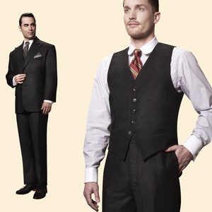 20s 30s formal WAISTCOAT anthracite wool-silk blend swing vest lindy hop 1920 1930