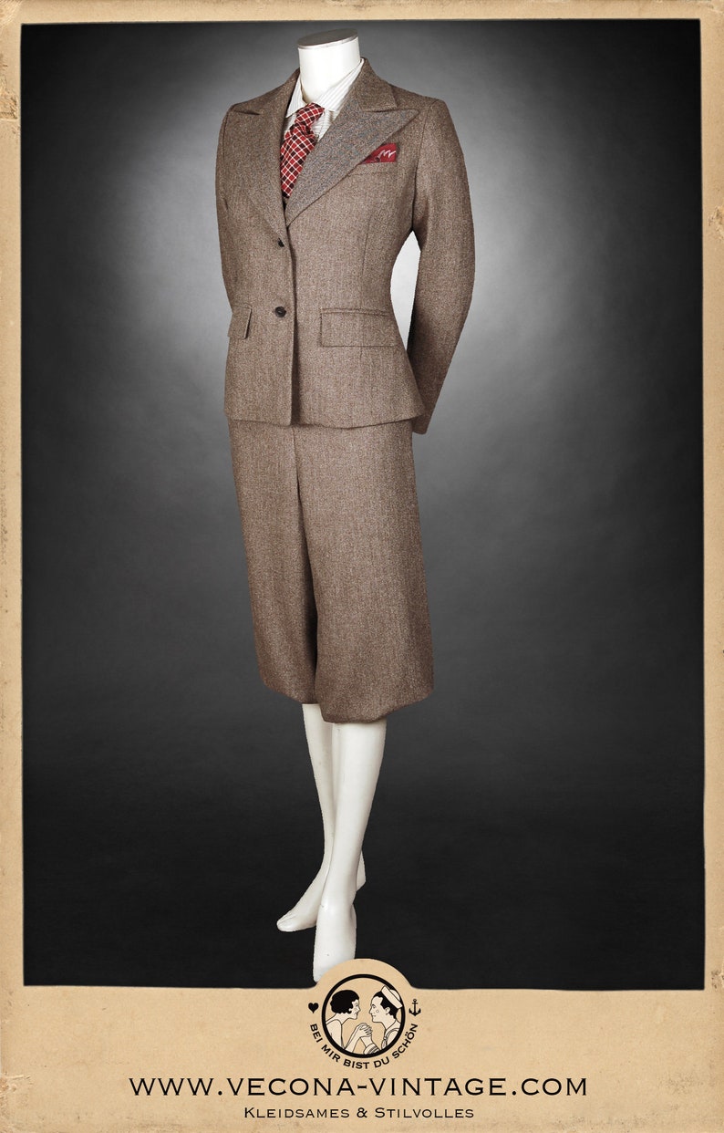 20s 30s 40s ladies KNICKERBOCKERS Plus Fourschevron tweed brown 100% Merinowool garconne 1920 1930 1940 image 6