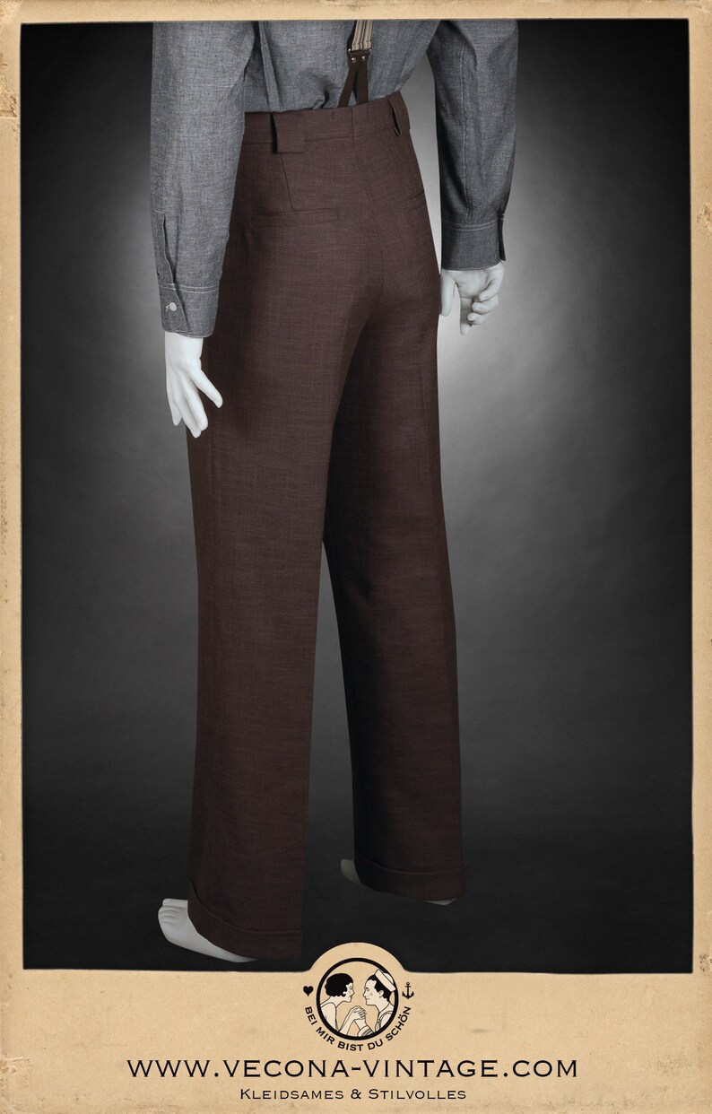 30s 40s TROUSERS Brown Cotton Linen Blend Swing Lindy Hop Etsy