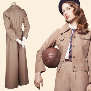 20s 30s 40s ladies linen belt back SPORT JACKET caraml, almond, light brown 1920 1930 1940