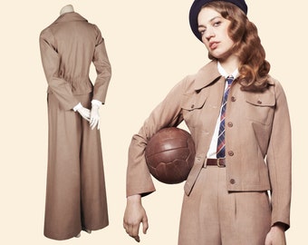 20s 30s 40s ladies linen belt back SPORT JACKET caraml, almond, light brown 1920 1930 1940