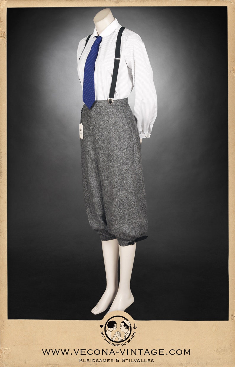 20s 30s 40s ladies KNICKERBOCKERS Plus Fourschevron tweed grey 100% virgin wool garconne 1920 1930 1940 image 5