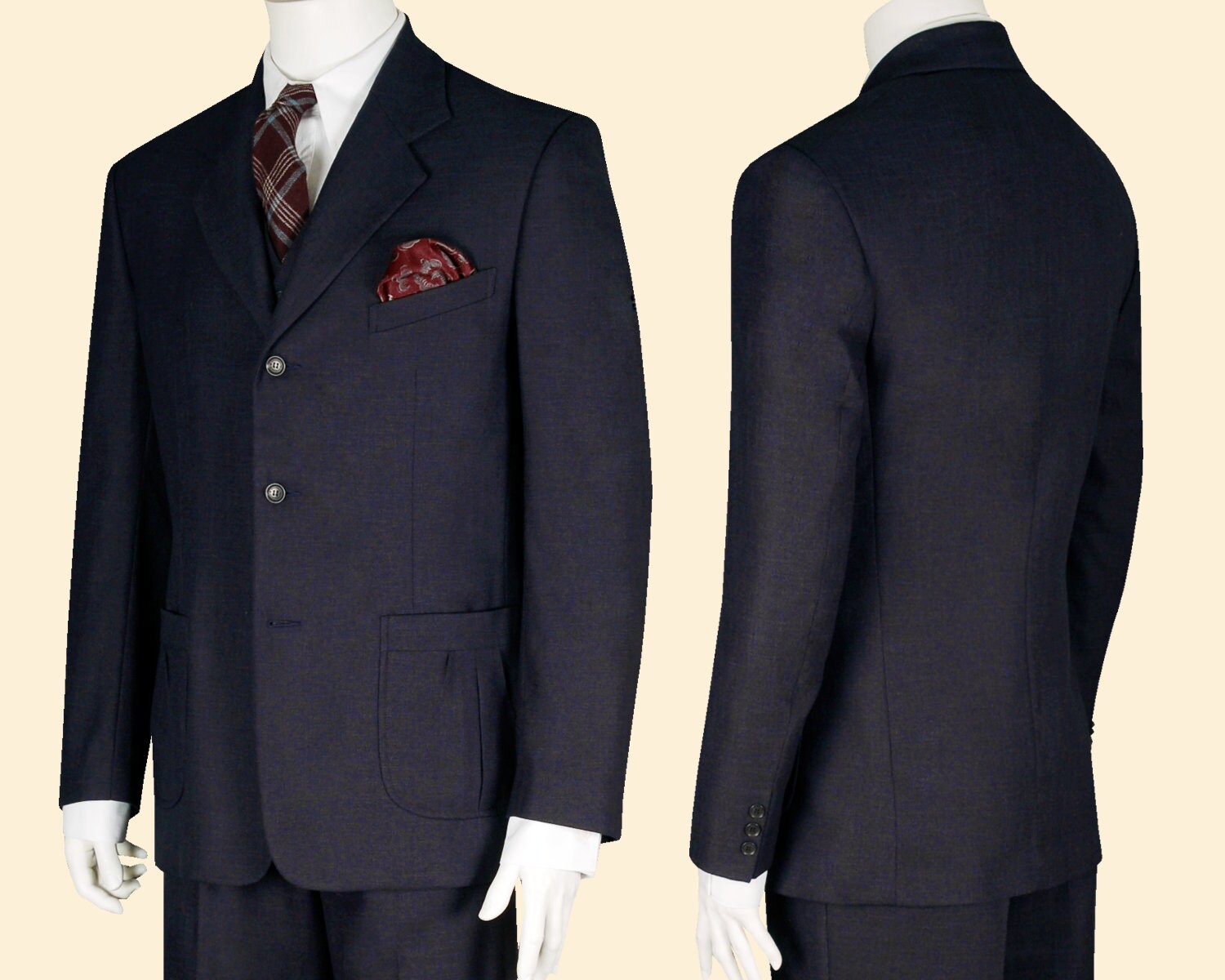 30s 40s JACKET Navy Blue Cotton Linen Blend Swing Lindy Hop 1940