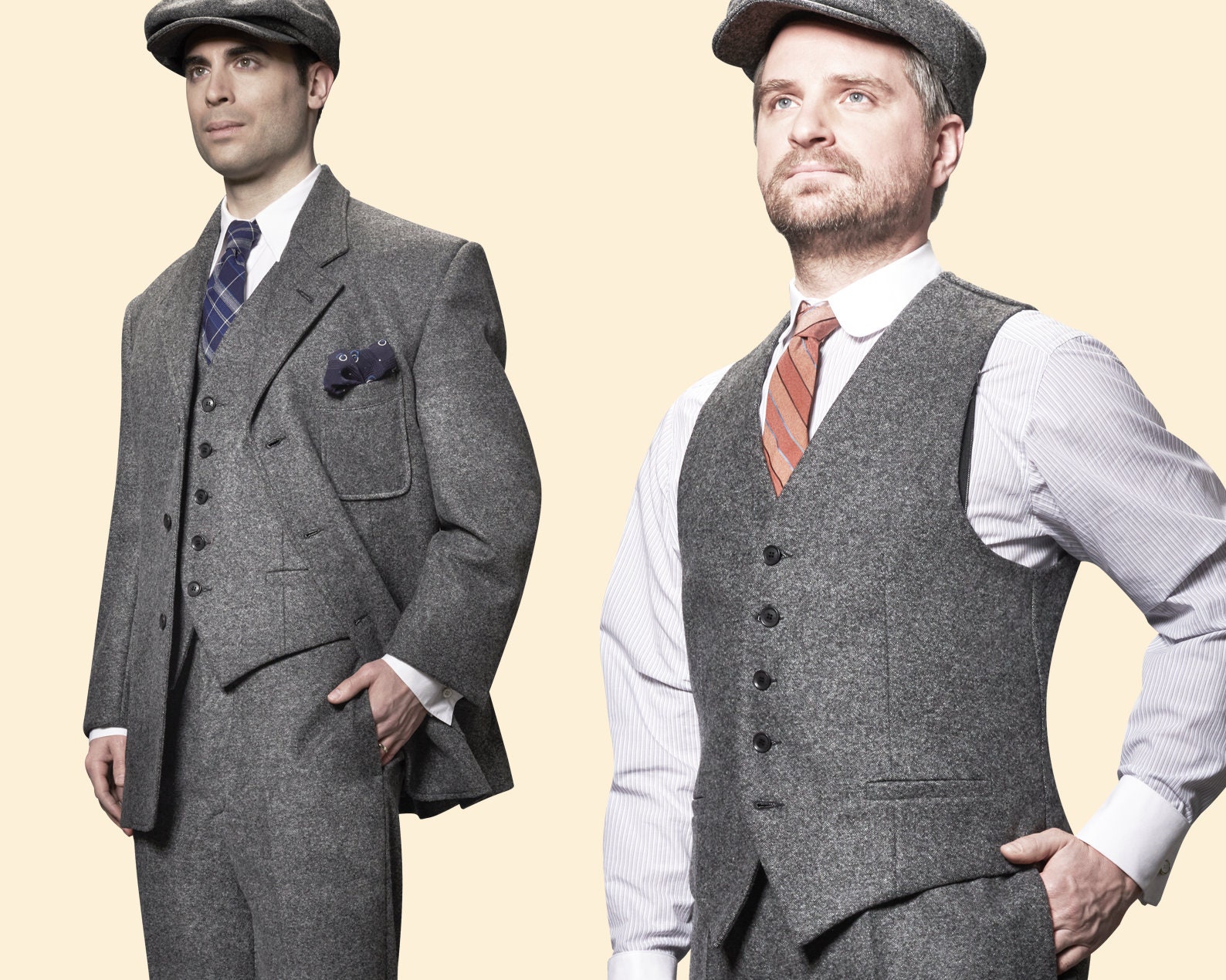 20s 30s Tweed WAISTCOAT Grey Virgin Wool Swing Vest Lindy Hop 1920