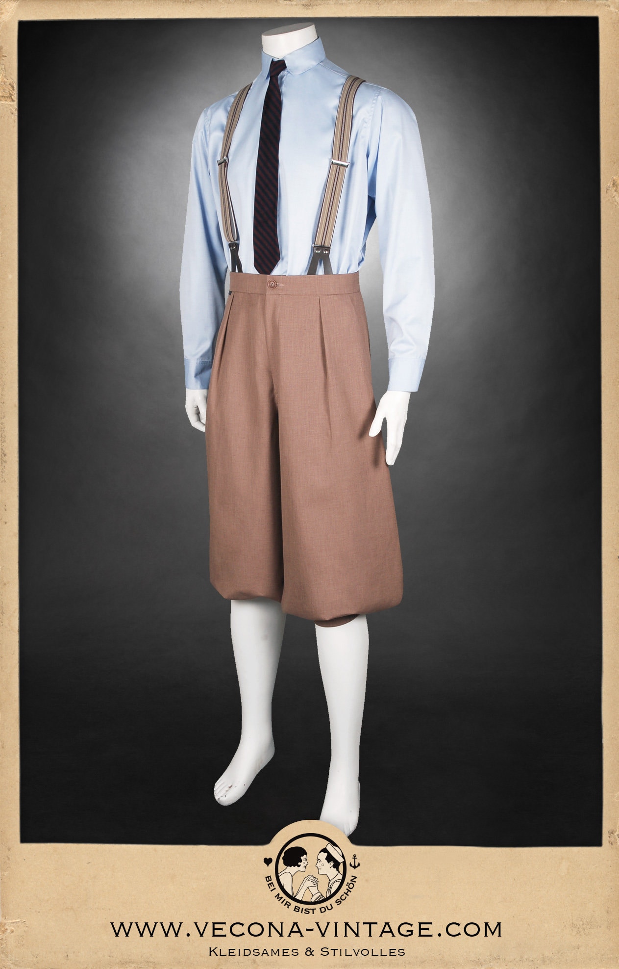 20s 30s KNICKERBOCKERS Plus Fours Caramel, Light Brown Cotton 