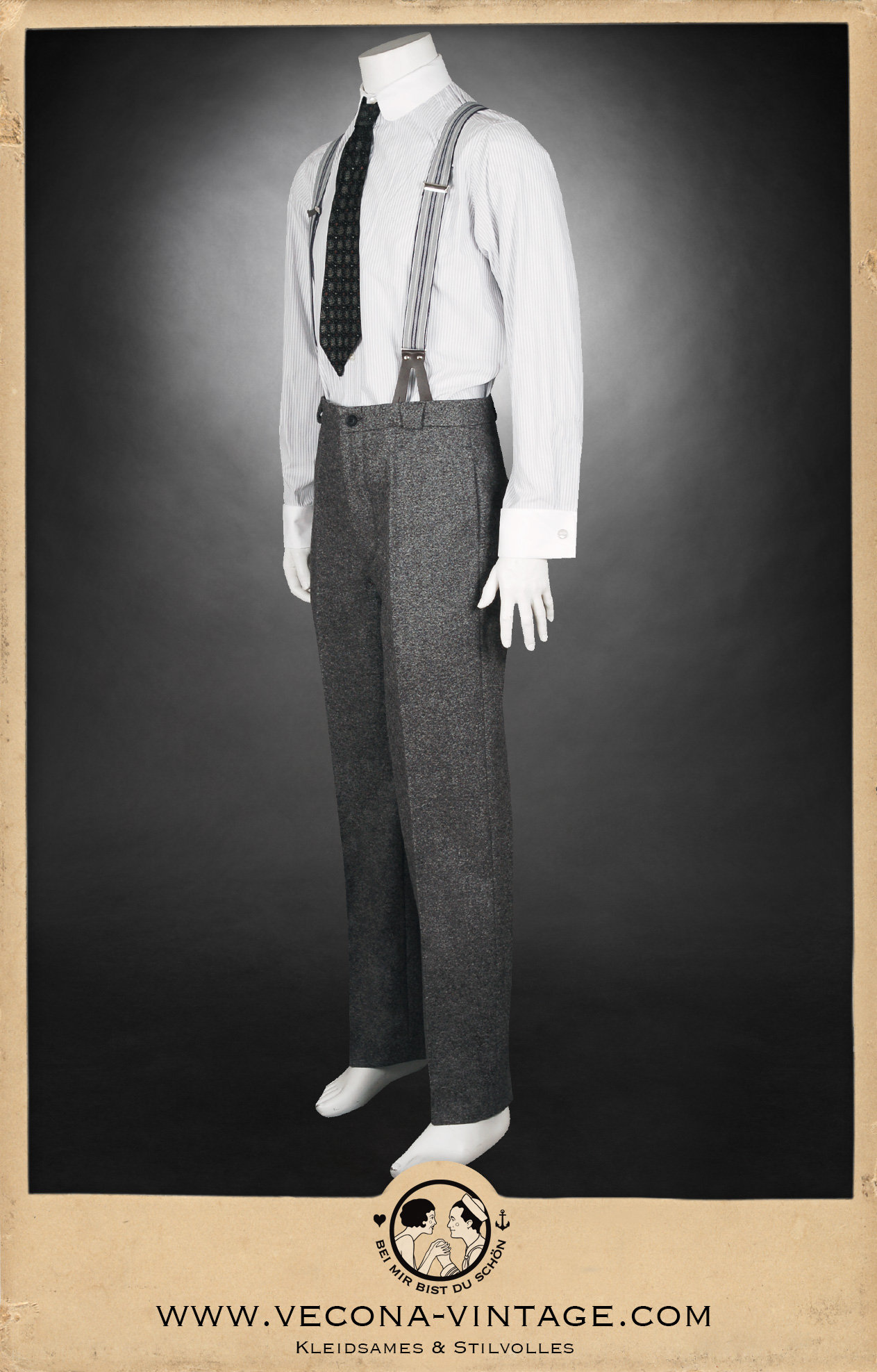 20s 30s TROUSERS Grey Virgin Wool Swing Lindy Hop Pants 1920 1930