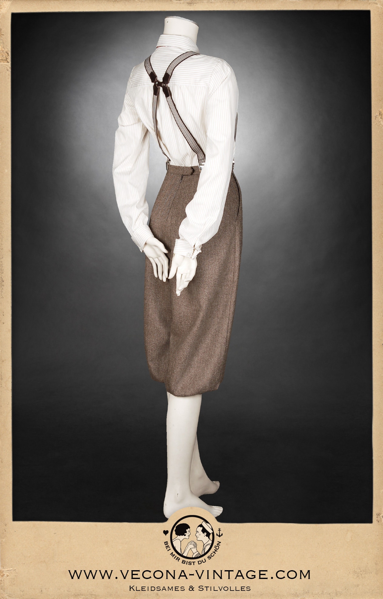 20s 30s 40s Ladies KNICKERBOCKERS Plus Fourschevron Tweed Brown 