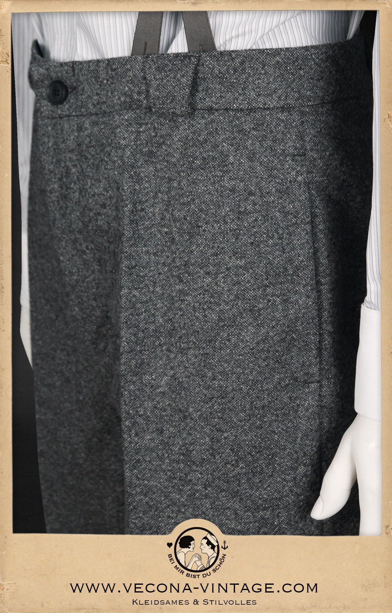 20s 30s TROUSERS Grey Virgin Wool Swing Lindy Hop Pants 1920 1930
