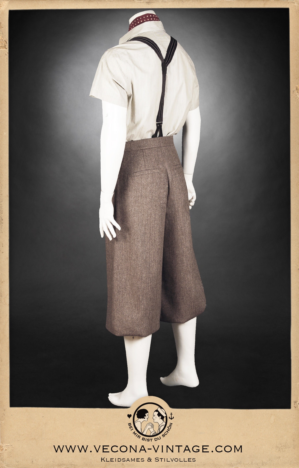 30s 20s KNICKERBOCKERS LONG Plus Fours Brown Merino Wool Swing Lindy