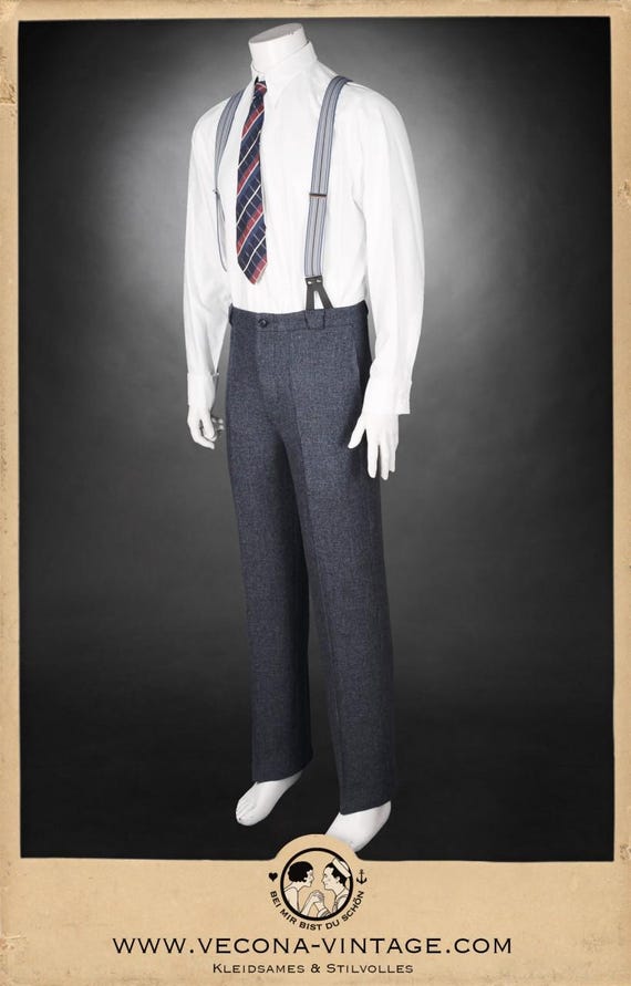 パンツ 30s vintage tweed slacks damage nep Men Trousers Vintage Wool Tweed Pants Herringbone Slim Fit