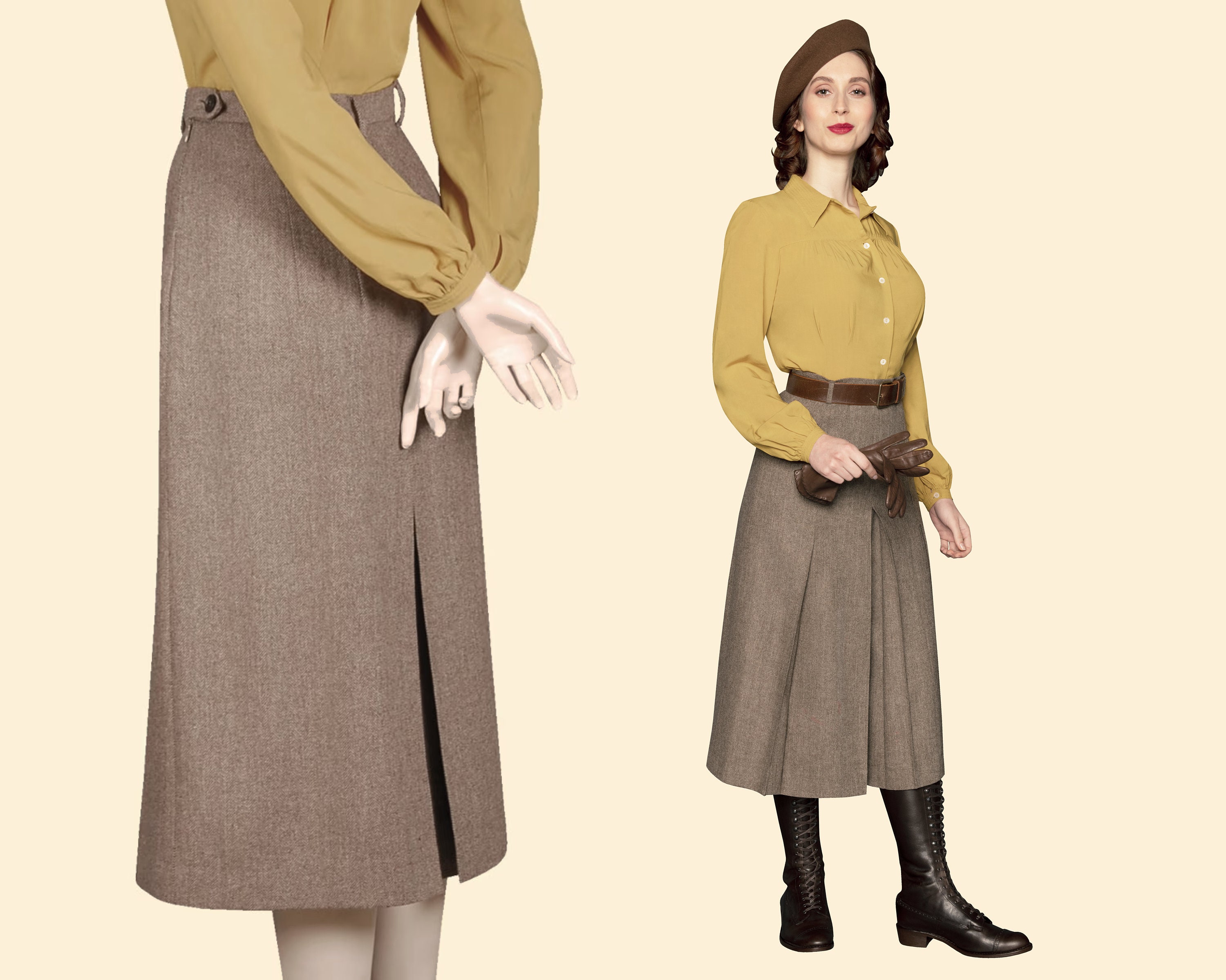 shiny tweed wrap culottes Culottes in houndstooth tweed with silky