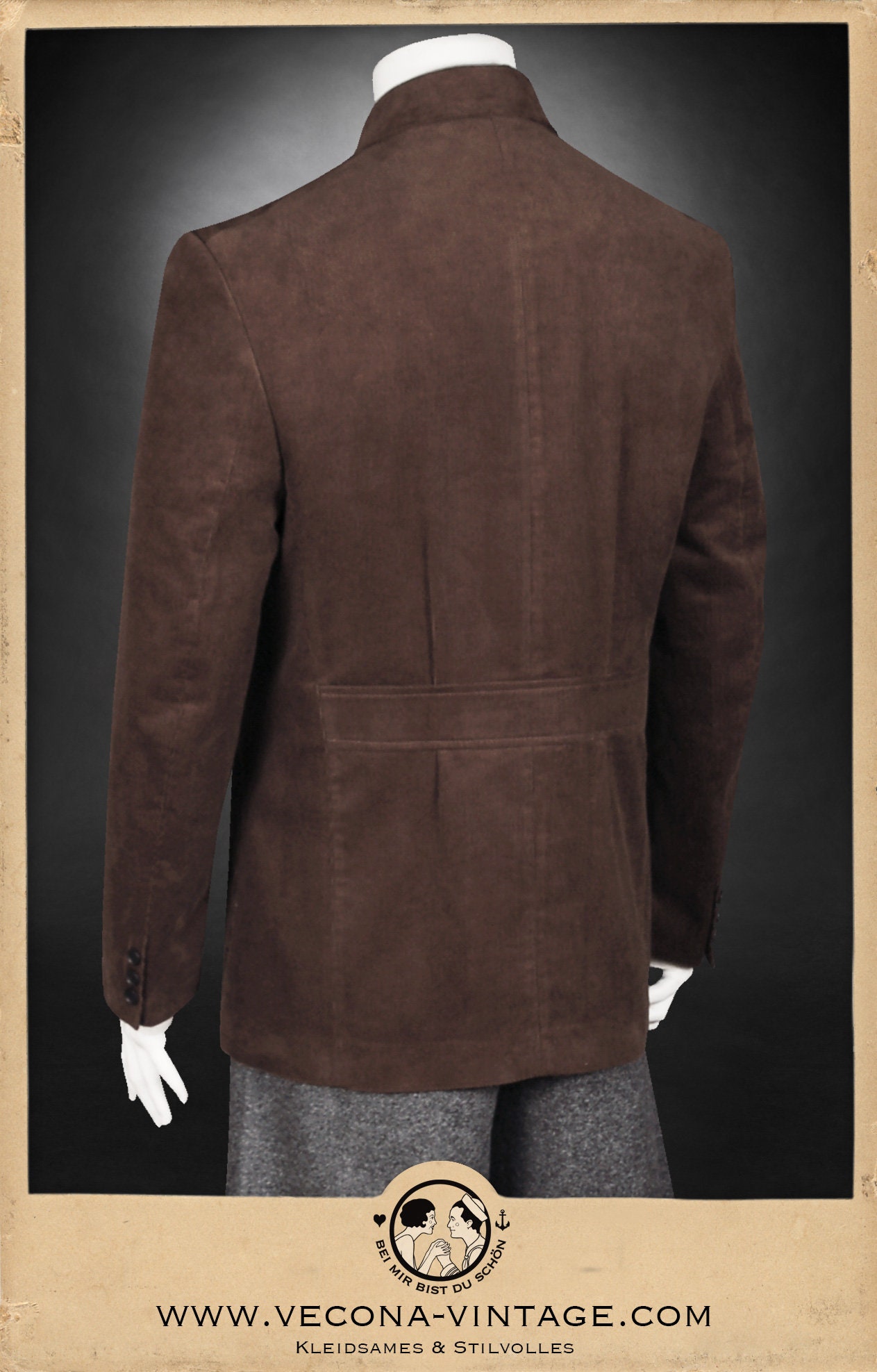 30s 40s JACKET Brown Corduroy 100% Cotton Swing Lindy Hop 1940