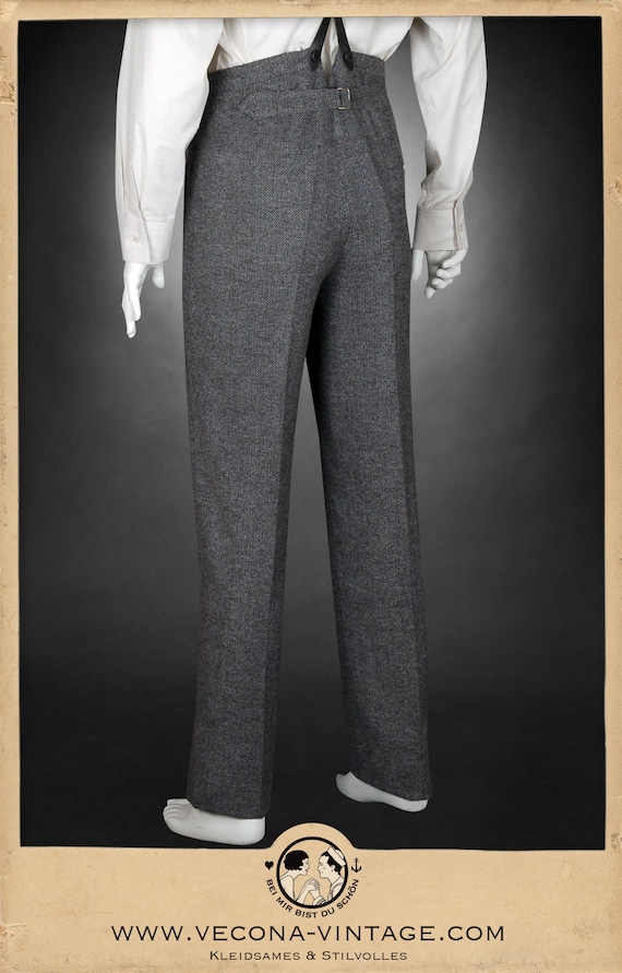 1920s Men’s Fashion UK | Peaky Blinders Clothing 20s 30s chevron tweed TROUSERS grey wool blend swing lindy hop pants 1930 1920 £168.61 AT vintagedancer.com