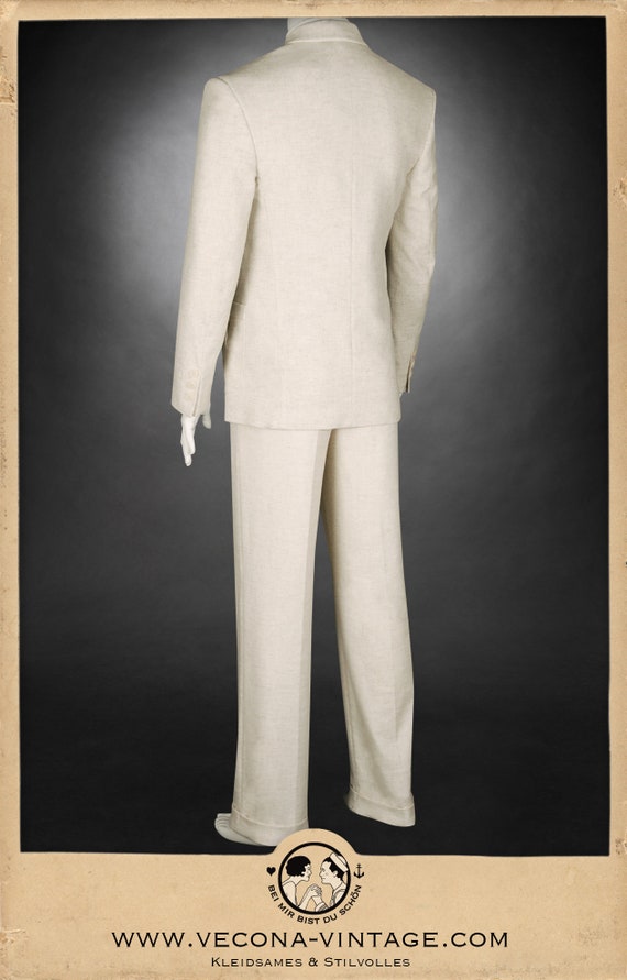 30s 40s JACKET Ecru Cotton Linen Blend Swing Lindy Hop 1940 1930