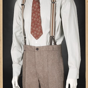 30s 40s Striped Shirt HAVANNA Green Cream Cotton Spearpoint Collar 1930 ...