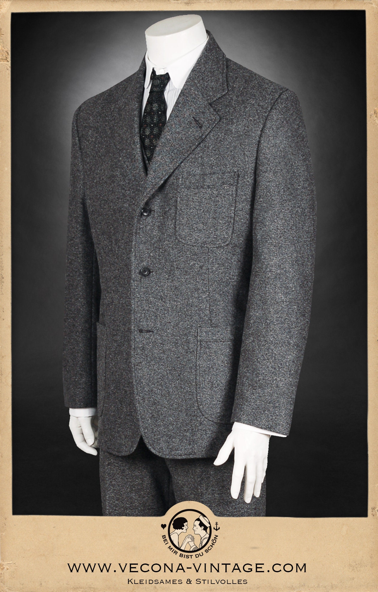 1940s Yellow and Gray Tweed Swing Jacket