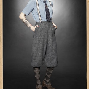 20s 30s 40s ladies KNICKERBOCKERS Plus Fourschevron tweed grey 100% virgin wool garconne 1920 1930 1940 image 3