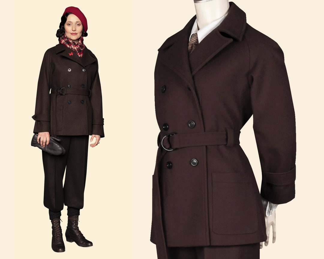 40s 30s 20s Brown Wool Ladies Winter Jacket 100% Virgin Wool 1940