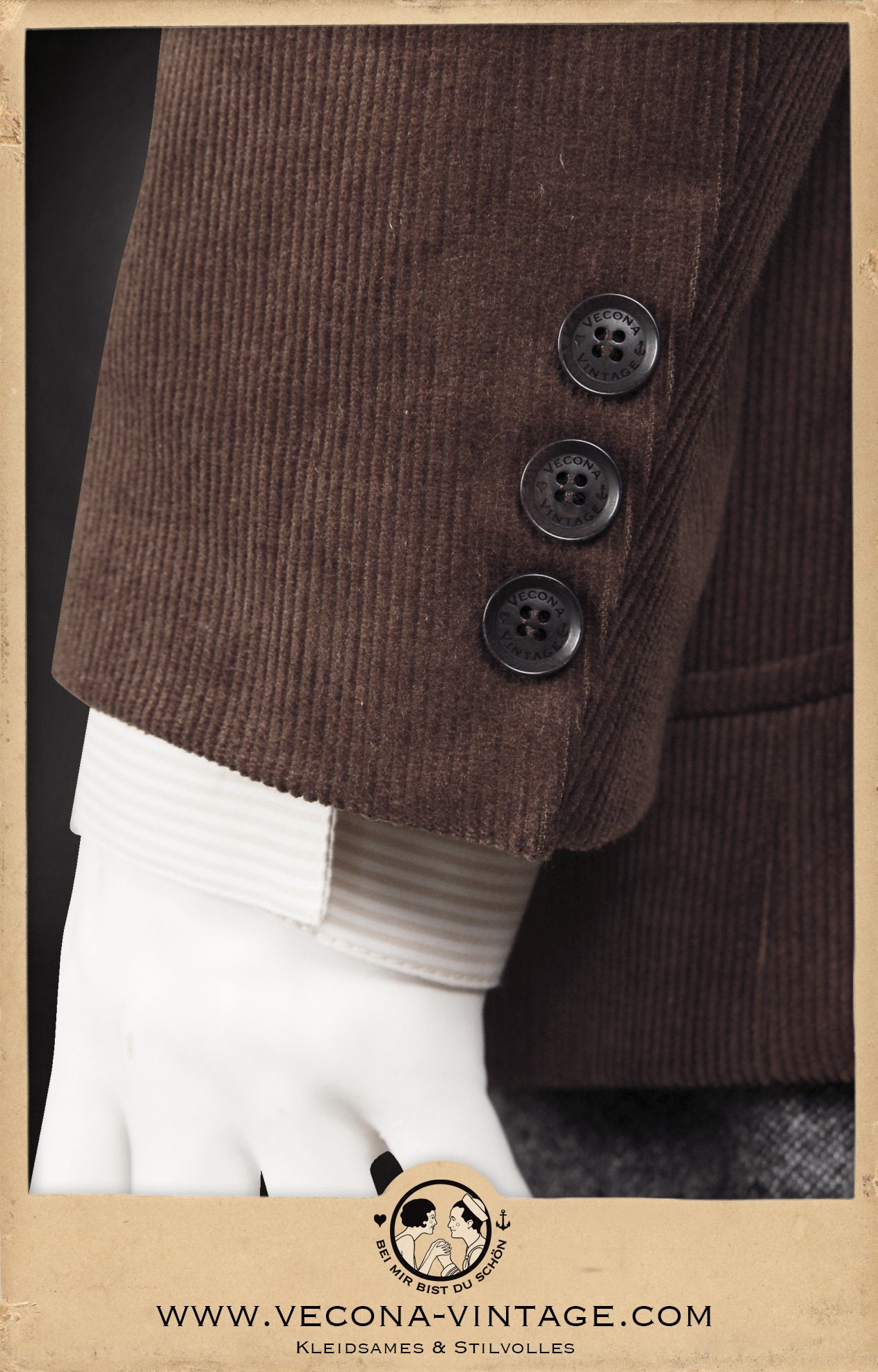 30s 40s JACKET Brown Corduroy 100% Cotton Swing Lindy Hop 1940