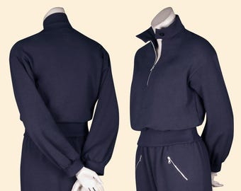 1930s mens/ladies half-zip sweatshirt navy blue