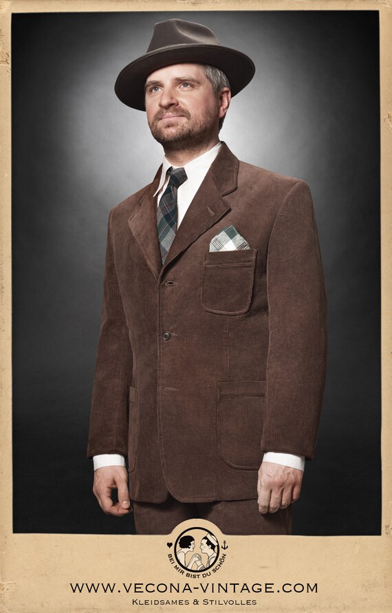 30s 40s JACKET Brown Corduroy 100% Cotton Swing Lindy Hop 1940