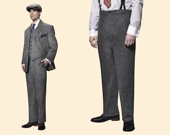 20s 30s TROUSERS grey virgin wool swing lindy hop pants 1920 1930