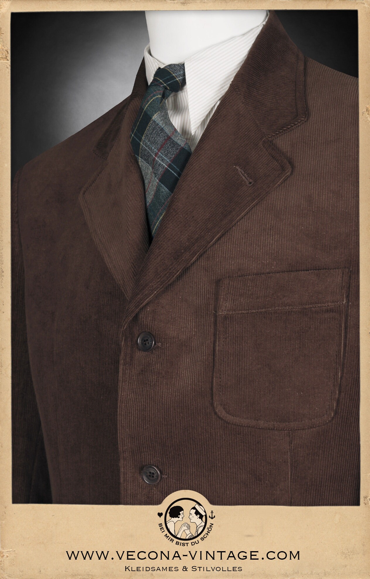 30s 40s JACKET Brown Corduroy 100% Cotton Swing Lindy Hop 1940