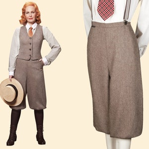 20s 30s 40s ladies KNICKERBOCKERS Plus Fourschevron tweed brown 100% Merinowool garconne 1920 1930 1940 image 1