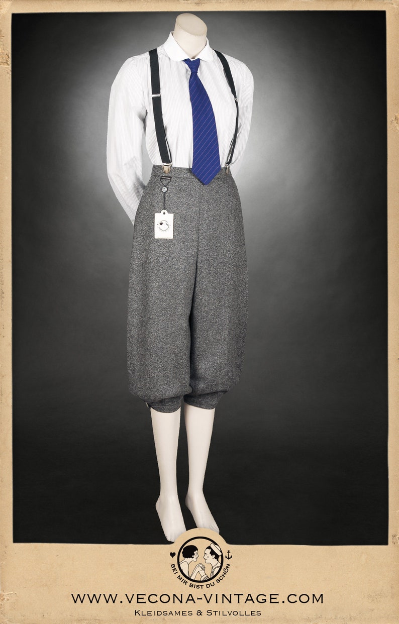 20s 30s 40s ladies KNICKERBOCKERS Plus Fourschevron tweed grey 100% virgin wool garconne 1920 1930 1940 image 4