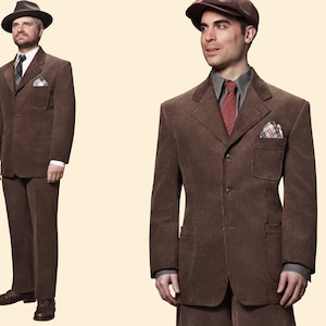 30s 40s JACKET brown corduroy 100% Cotton swing lindy hop 1940 1930