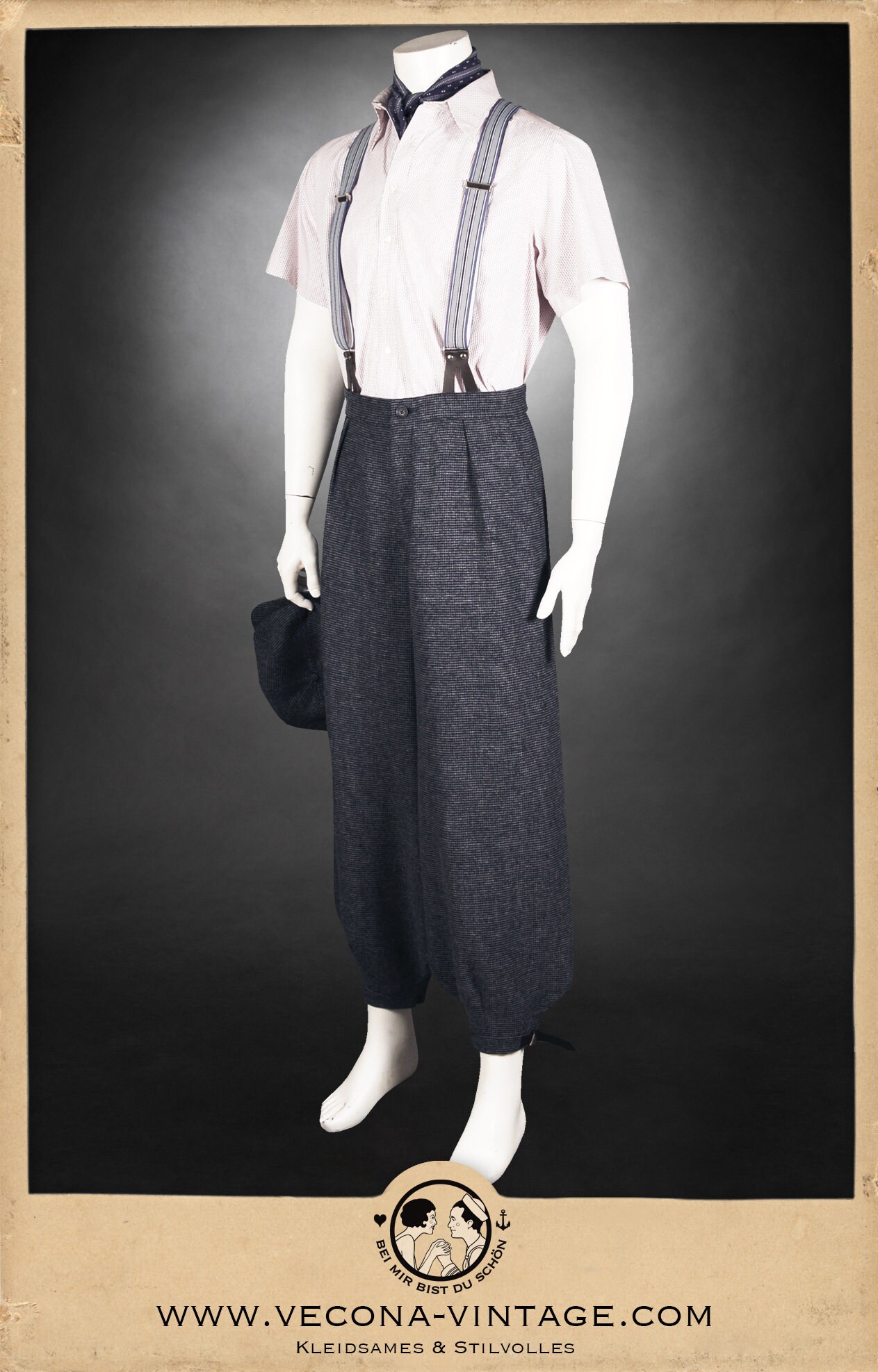 30s 20s KNICKERBOCKERS LONG Plus Fours Blue Virgin Wool Swing 