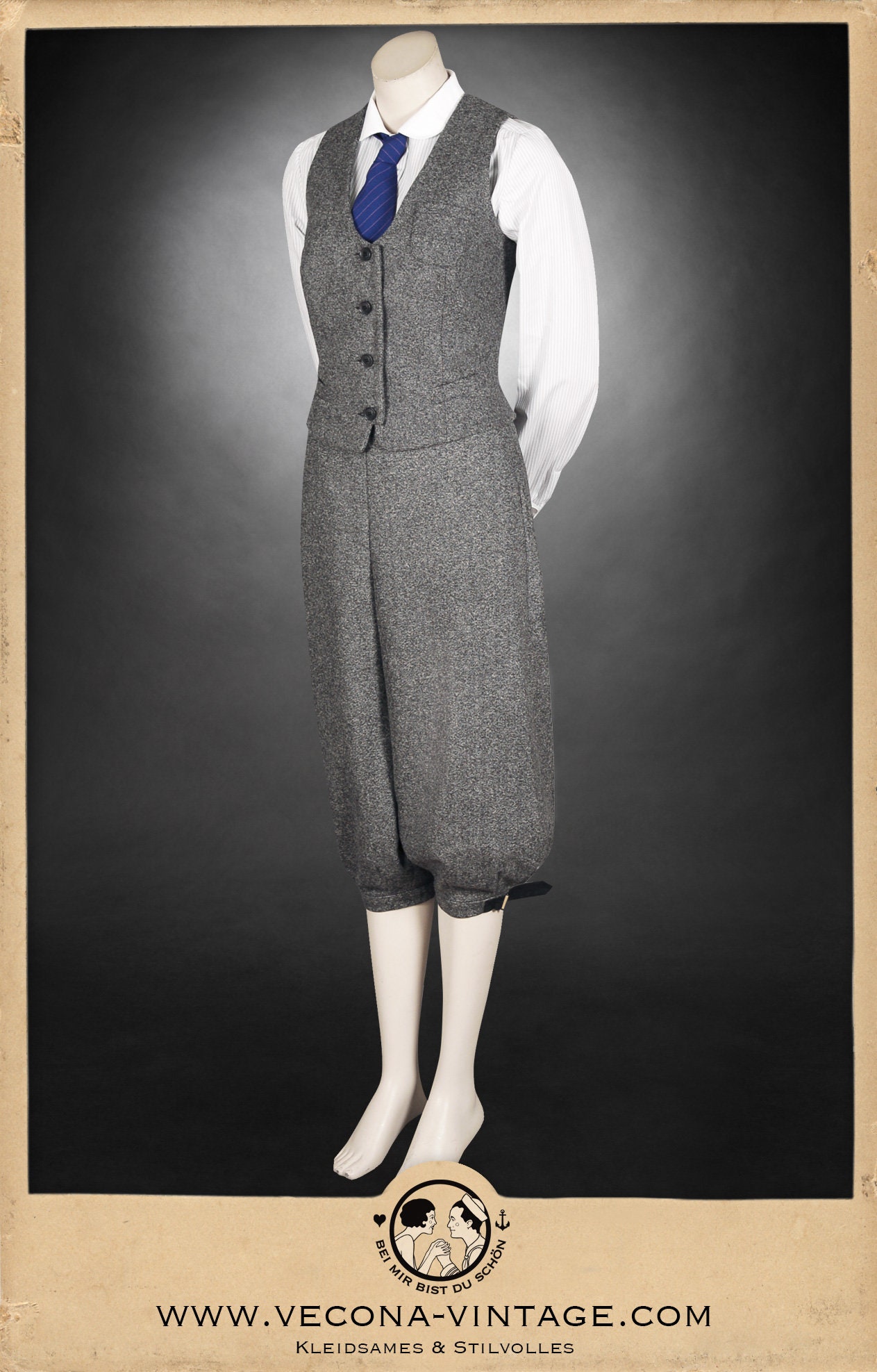 20s 30s 40s Ladies KNICKERBOCKERS Plus Fourschevron Tweed Grey 100