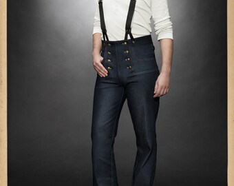 30s 40s WORK TROUSERS Blue Denim Swing Lindy Hop Pants 1930 1940