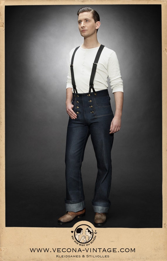 30s 40s WORK TROUSERS Blue Denim Swing Lindy Hop Pants 1930