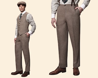20s 30s TROUSERS brown merino wool swing lindy hop pants 1920 1930