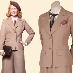 40s 30s 20s caramel, light brown, almon linen ladies Jacket 1940 1930 1920