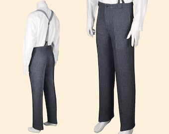 20s 30s TROUSERS Grey Virgin Wool Swing Lindy Hop Pants 1920 1930 