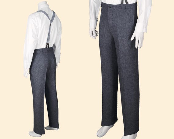 パンツ 30s vintage tweed slacks damage nep 20s 30s TROUSERS Blue Grey Tweed Virgin Wool Swing Lindy Hop