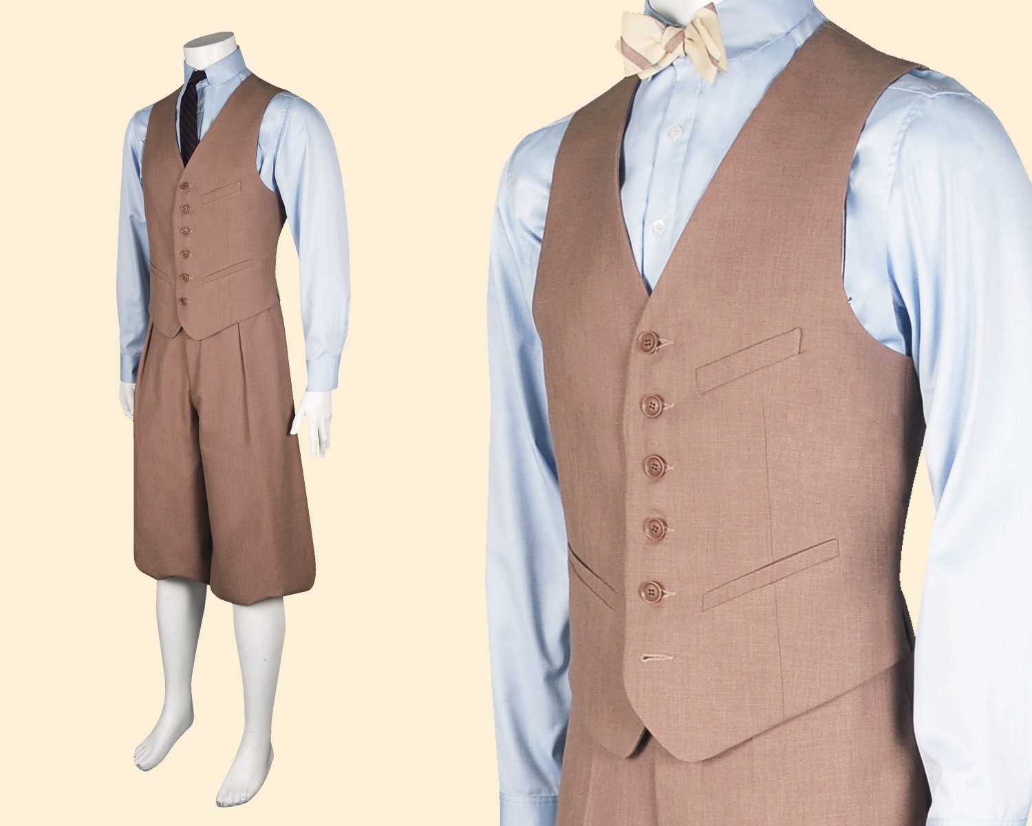 Mens Caramel Linen Waistcoat & Vest