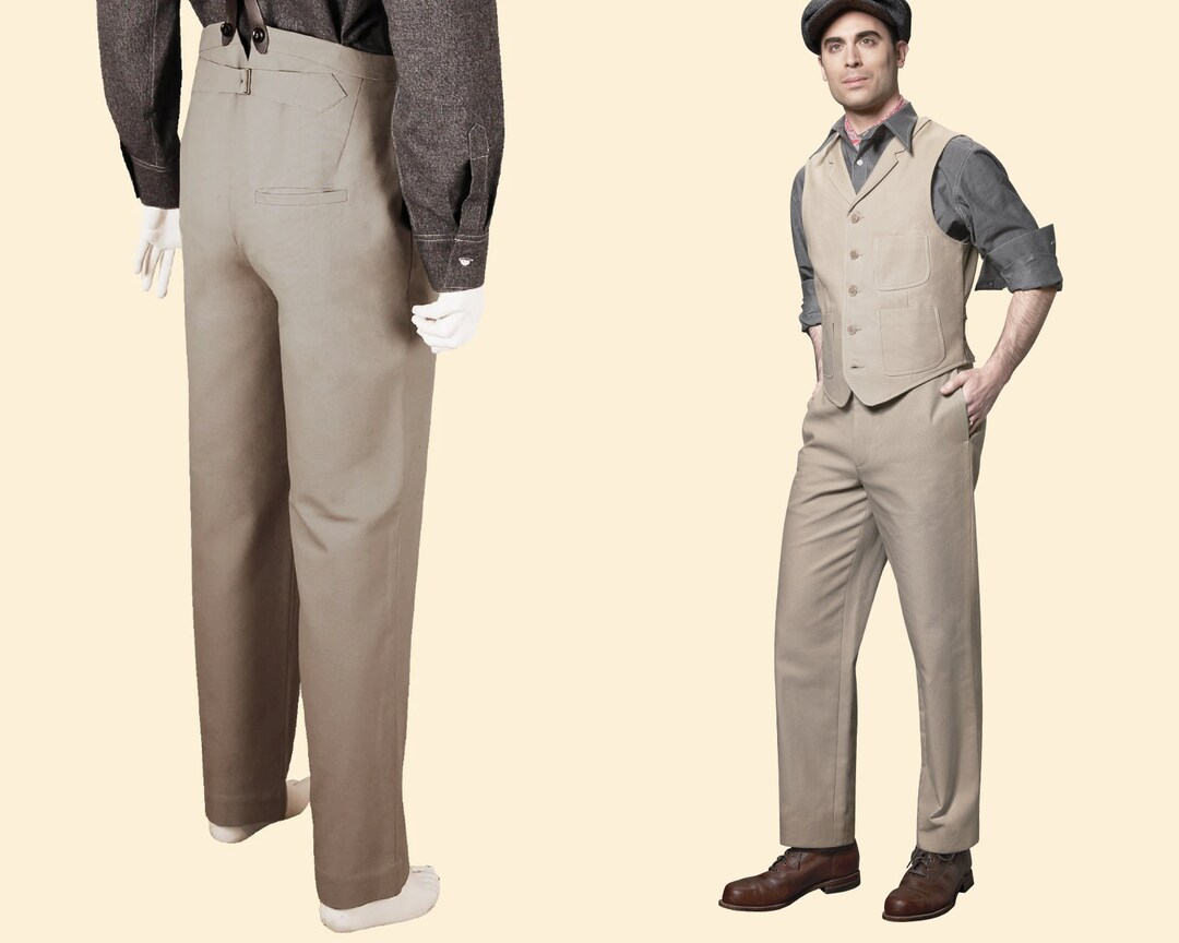 20s 30s TROUSERS Beige Khaki Cotton Canvas Swing Lindy Hop - Etsy