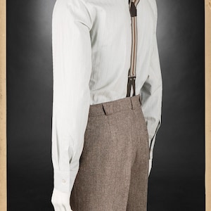 30s 40s Striped Shirt HAVANNA Green Cream Cotton Spearpoint Collar 1930 ...