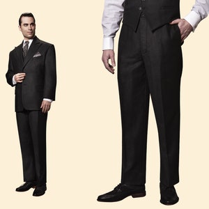 20s 30s formal TROUSERS anthracite wool silk blend swing lindy hop pants 1920 1930