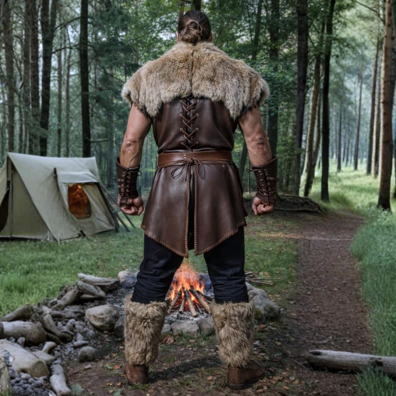 Handmade Viking Leather Tunic With Fur | LARP Norse Costume - Etsy